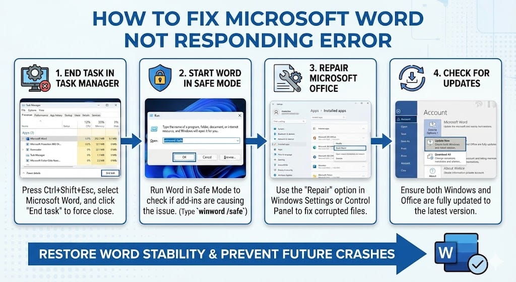 How to Fix Microsoft Word Not Responding Error
